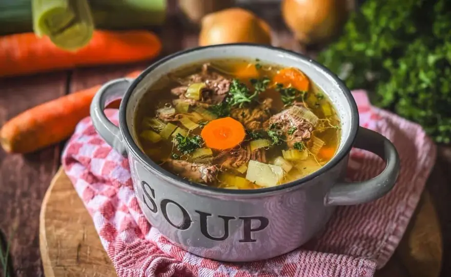 Frische Suppe nach Omas Art - klare Brühe mit viel Geschmack