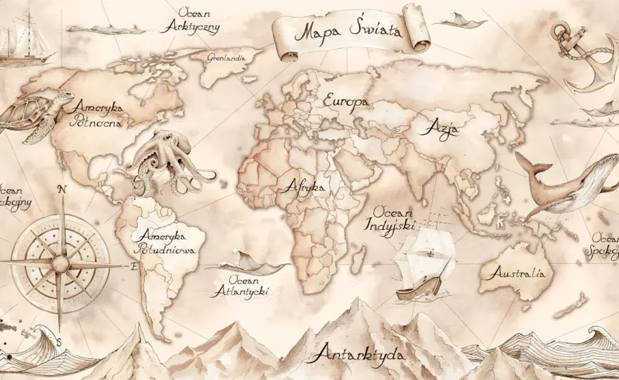 Tapeta mapa świata - Jak dobrać wzór, by nie przytłoczyć wnętrza?
