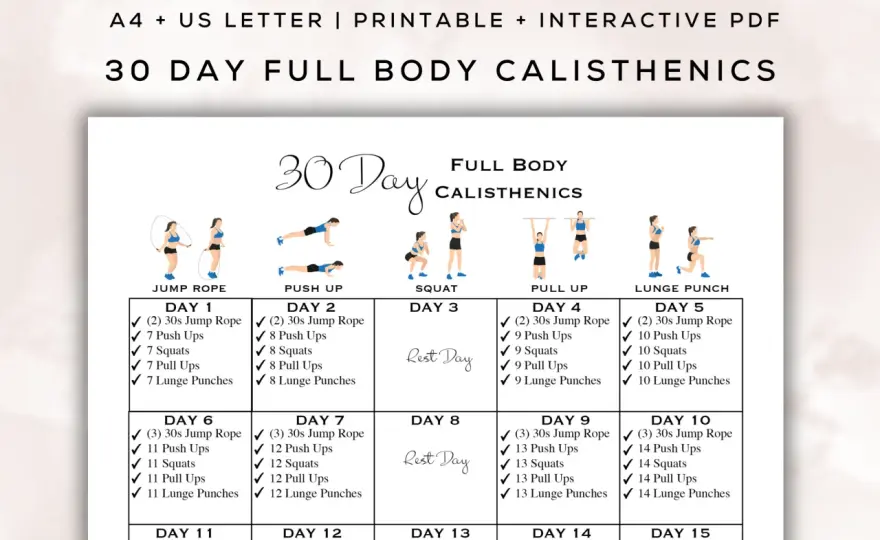Transforma tu cuerpo con un plan de acción de calistenia de 30 días