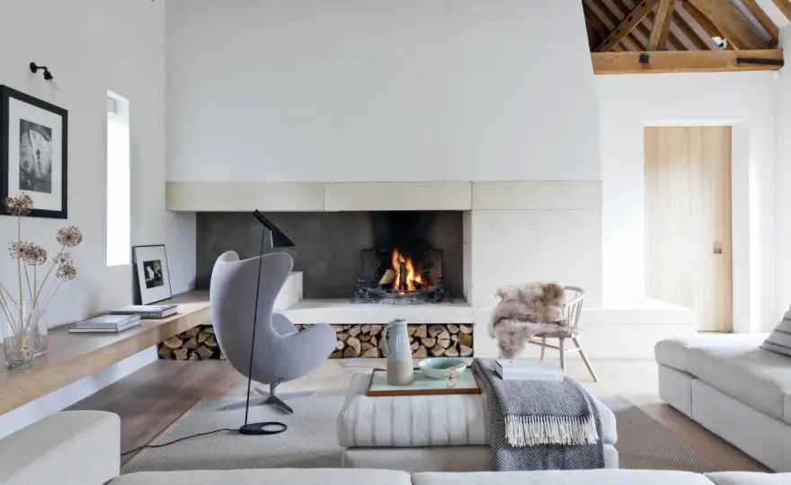 Mueble con chimenea integrada para el salón - guía DIY