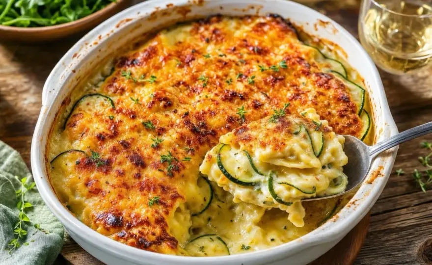 Gratin de ravioles aux courgettes - Léger et fondant