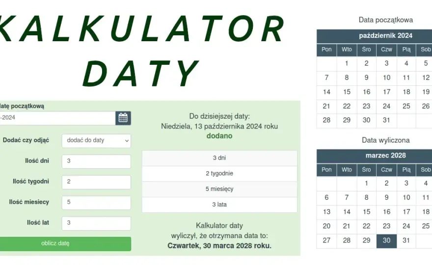 Ile to miesięcy między datami? Prosty kalkulator online bez rejestracji