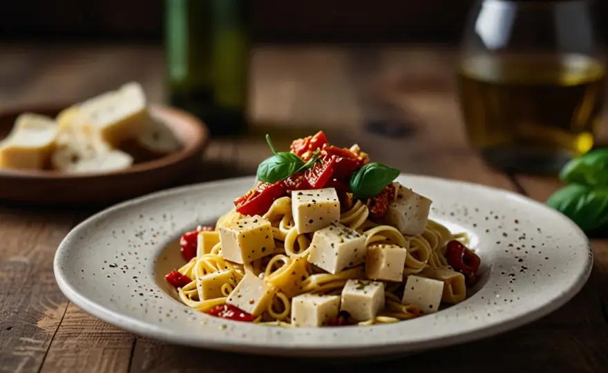 Makaron z tofu i suszonymi pomidorami: Szybki i smaczny przepis na obiad