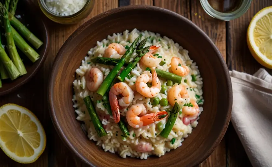 Risotto z krewetkami i szparagami: Szybki przepis na elegancki obiad
