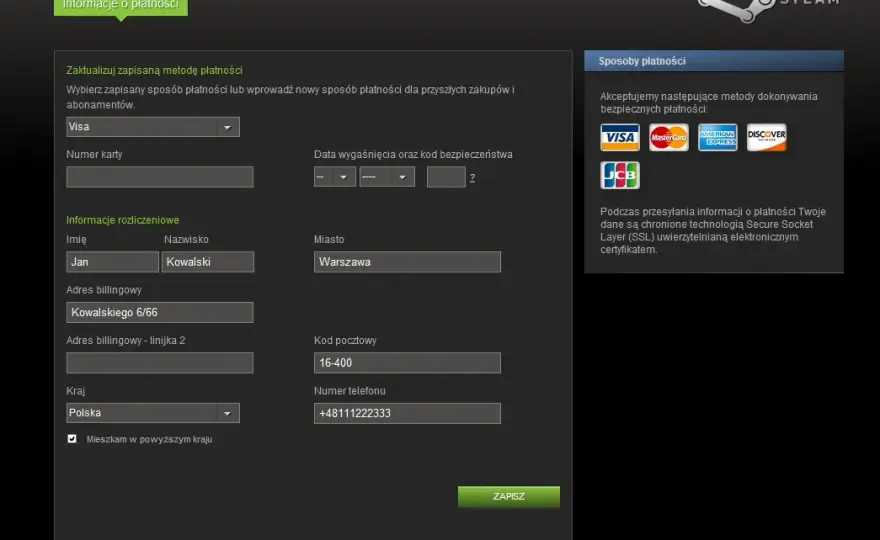 Wszystko co musisz wiedzieć o adresie bilingowym Steam - kompletny poradnik
