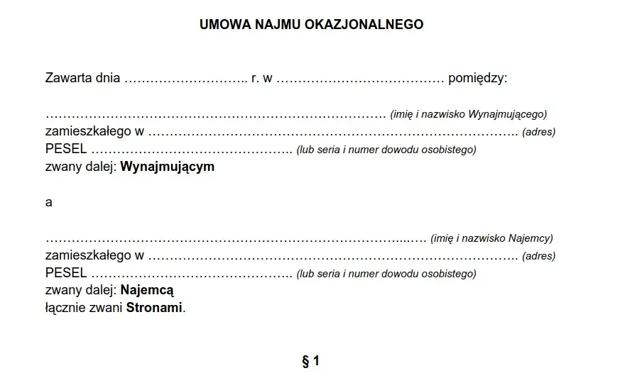 Kompletny wzór umowy najmu okazjonalnego: wszystko co musisz wiedzieć