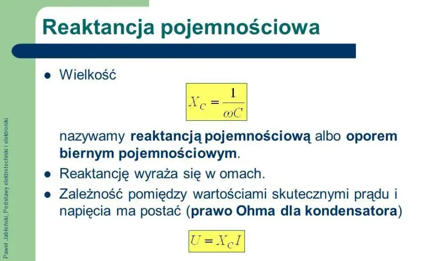 Reaktancja pojemnościowa kondensatora: kompletny wzór i obliczenia
