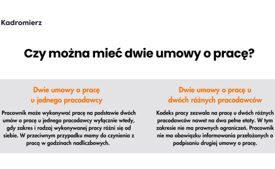 Dwie umowy o pracę u jednego pracodawcy - Przegląd i Porady