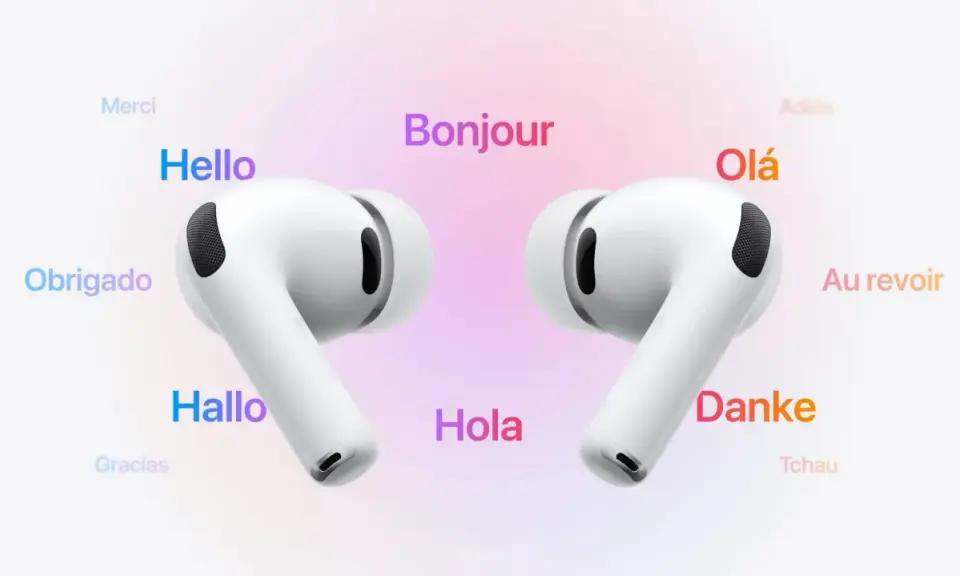 AirPods Pro 2 funktioner: säg hej på alla språk. Hörlurar med brusreducering och transparens för en sömlös ljudupplevelse.