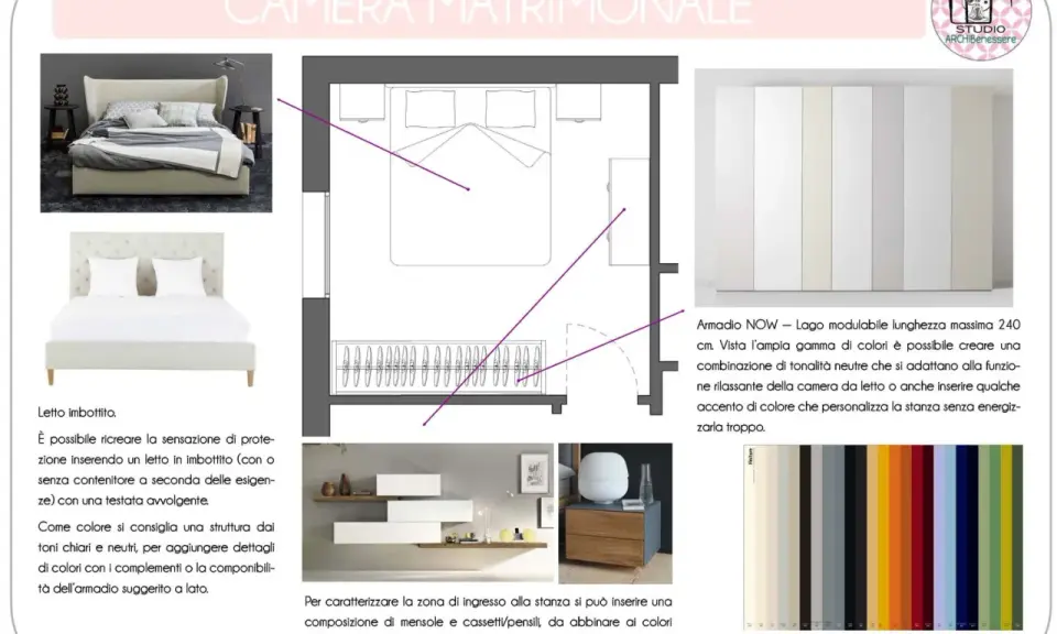 Idee per i colori pareti camera da letto feng shui: tonalità neutre e rilassanti per un ambiente armonioso, con accenti di colore personalizzati.
