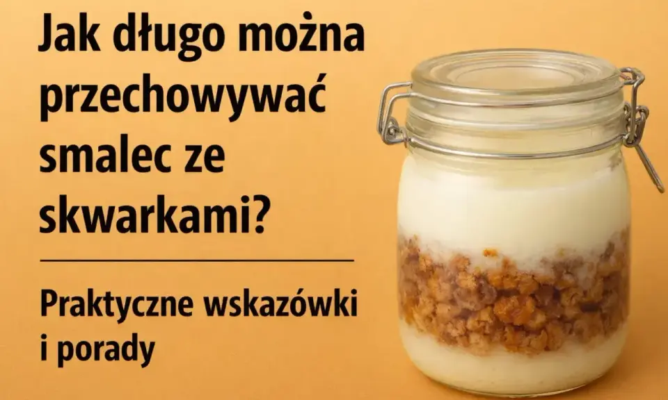 Słoik ze smalcem i skwarkami. Dowiedz się, jak przechowywać smalec, by był świeży jak najdłużej. Praktyczne wskazówki.