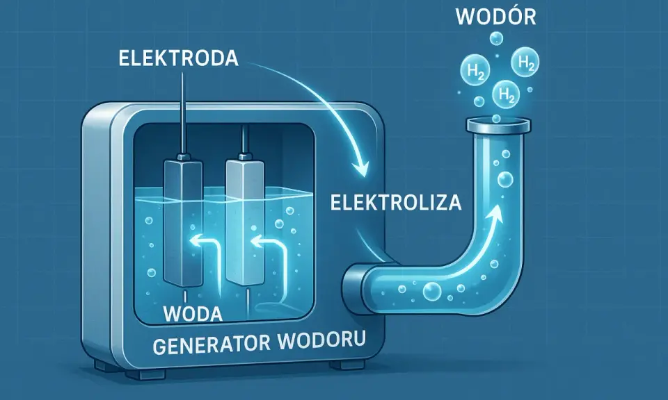 Generator wodoru wykorzystuje elektrolizę wody do produkcji czystego wodoru.