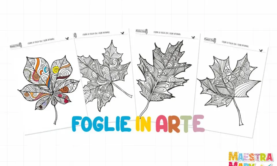 Foglie d'autore da colorare, con disegni intricati per stimolare la creatività autunnale.