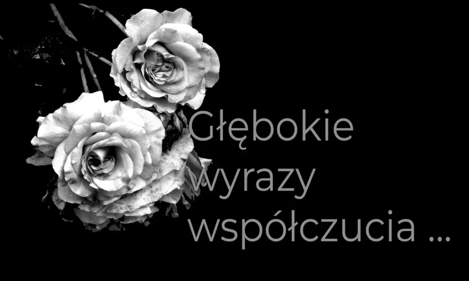 Dwie róże na czarnym tle. Napis: "Głębokie wyrazy współczucia...". Jak złożyć kondolencje przez telefon, gdy słowa są trudne.