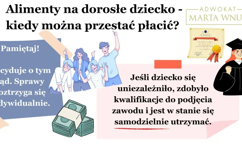 Alimenty na dorosłe dziecko: kiedy można przestać płacić? Sąd decyduje indywidualnie, gdy dziecko jest samodzielne.
