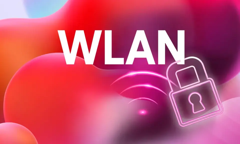 WLAN-Sicherheit einstellen: Ein stilisiertes Schloss-Symbol mit WLAN-Wellen deutet auf sichere Verbindungen hin.
