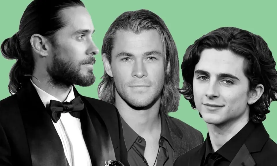 Drei Männer mit langen Haaren: Jared Leto mit Dutt, Chris Hemsworth und Timothée Chalamet.