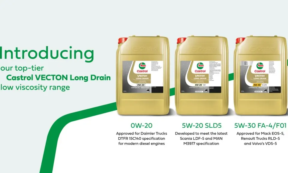 Castrol VECTON Long Drain: dobór oleju dla nowoczesnych silników. Trzy oleje o niskiej lepkości: 0W-20, 5W-20 SLD5, 5W-30 FA-4/F01.