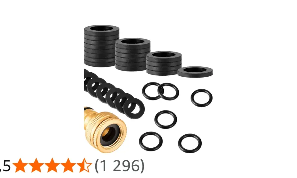 Ensemble de rondelles noires et d'un adaptateur de tuyau en laiton, idéal pour assurer une parfaite portée de joint.