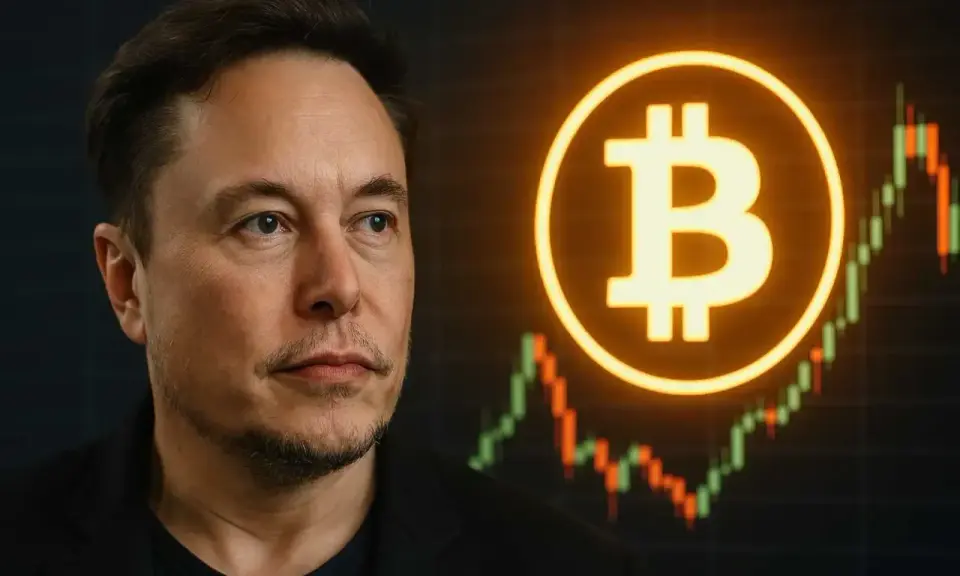 Elon Musk, symbol Bitcoina i wykres giełdowy. Kim jest Elon Musk? Wizjoner, przedsiębiorca, inwestor.