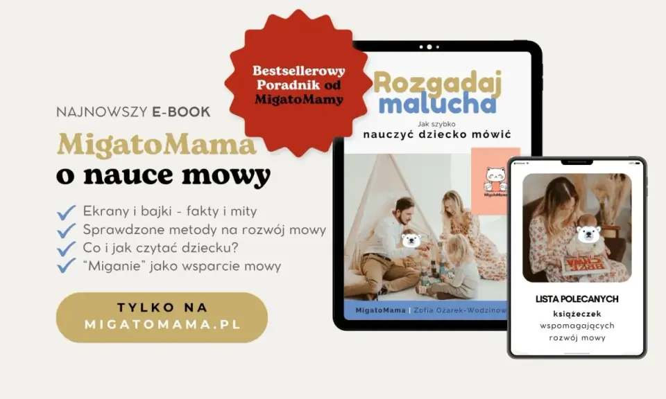 E-book "Rozgadaj malucha" od MigatoMama to poradnik, jak szybko nauczyć dziecko mówić. Zawiera sprawdzone metody i wskazówki.