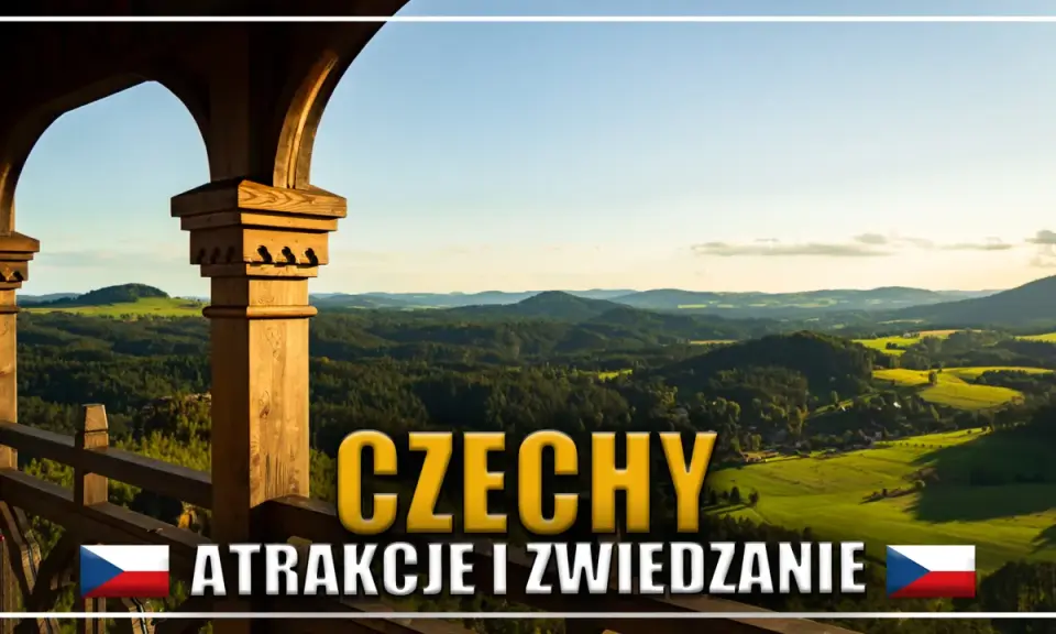 Widok na malownicze góry w Czechach z drewnianej wieży widokowej. Idealne miejsce na zwiedzanie i podziwianie krajobrazów.