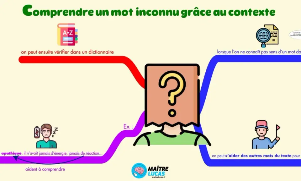 Comprendre un mot inconnu : on peut le découvrir en cherchant dans un dictionnaire ou en devinant grâce au contexte.