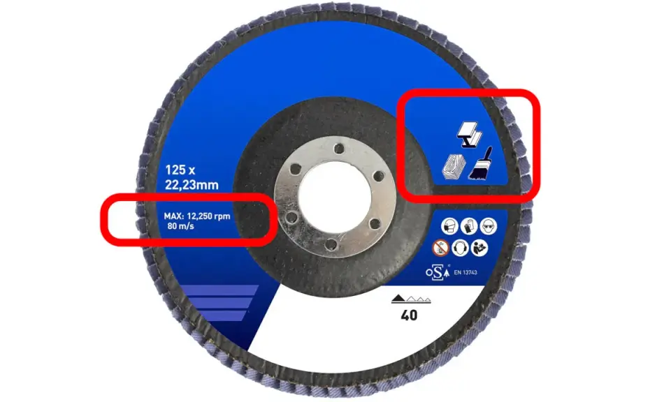 Disco de lija para amoladora, mostrando diferentes tipos de discos para amoladora y sus especificaciones.