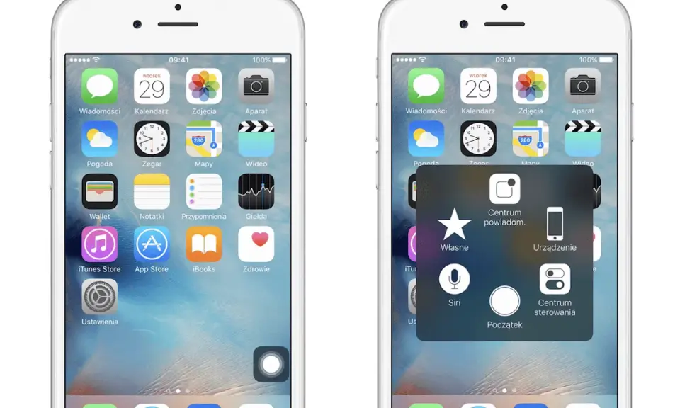 Wyłączanie AssistiveTouch na iPhonie. Na ekranie telefonu widać menu podręczne z opcjami, jak wyłączyć tę funkcję.
