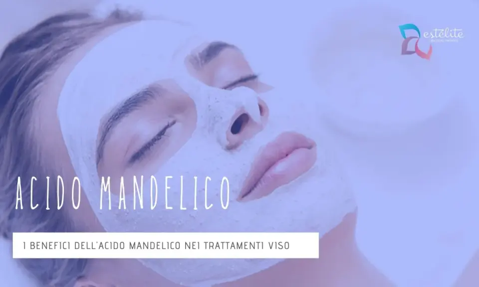 Donna con maschera viso all'acido mandelico. Scopri i benefici e i risultati per la tua pelle.