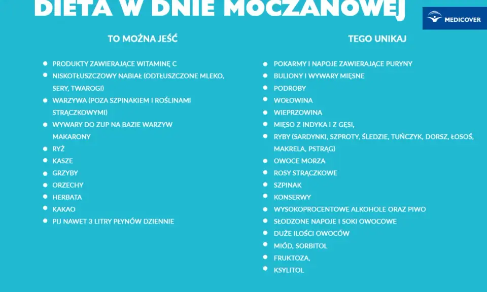 Dieta w dni moczanowej: co jeść (warzywa, ryż, kasze, orzechy) i czego unikać (puryny, podroby, słodzone napoje).