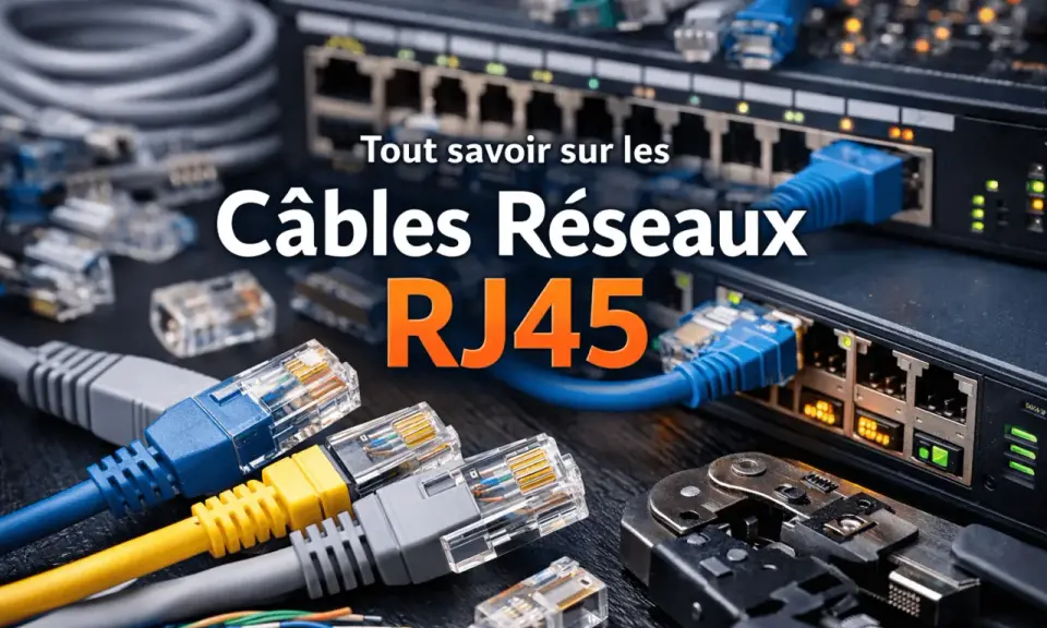 Diversité des câbles réseau RJ45, avec des connecteurs transparents et colorés, prêts à être branchés sur des switchs.