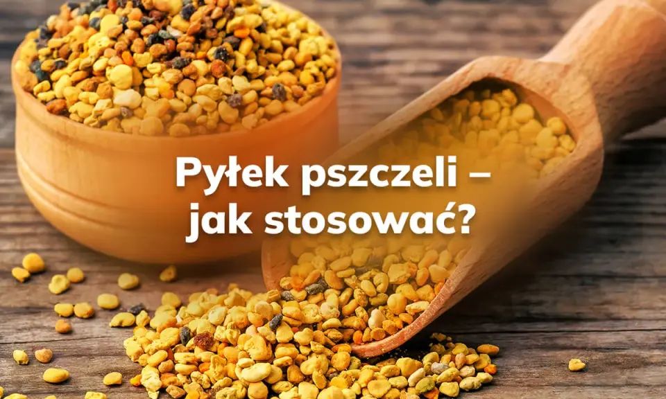 Złocisty pyłek pszczeli, który możesz stosować forever, rozsypany na drewnianym blacie.