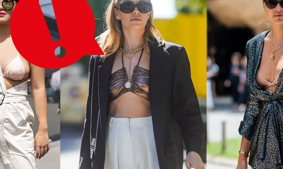 Moda audace: reggiseno sopra la maglia, un trend che rompe gli schemi.