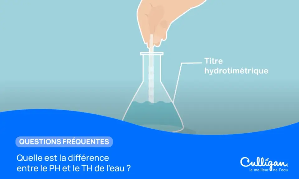Analyse de la dureté de l'eau par ville : un test hydrotimétrique est effectué dans un erlenmeyer.