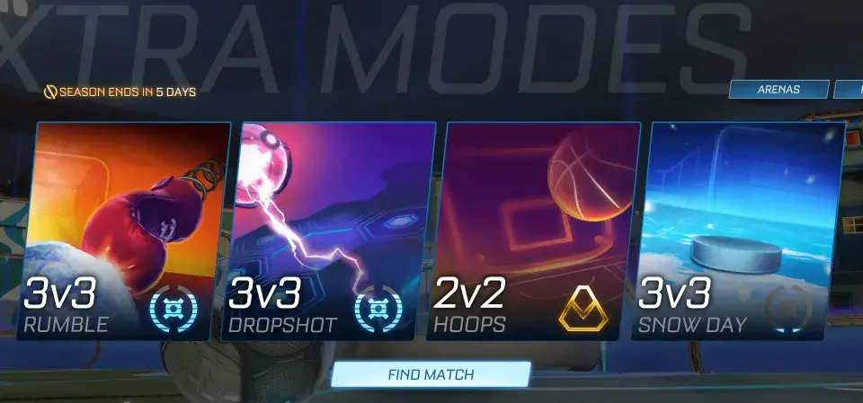 Ekstra tryby Rocket League: Rumble, Dropshot, Hoops, Snow Day. Sezon kończy się za 5 dni.