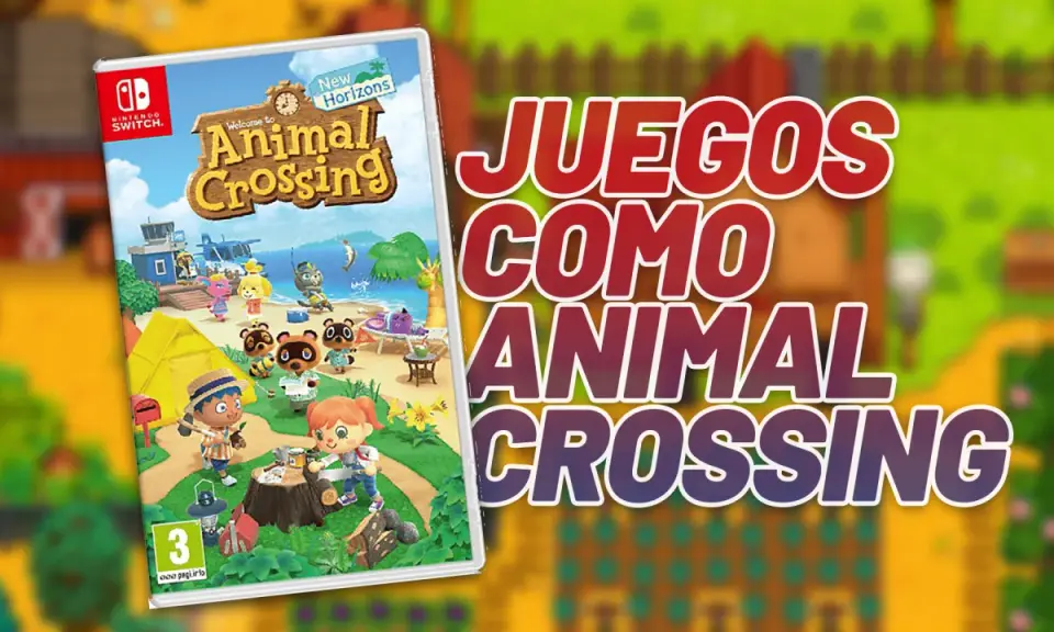 Caja de Animal Crossing: New Horizons, con personajes adorables y un paisaje isleño. Ideal para quienes buscan juegos como Animal Crossing en PS5.