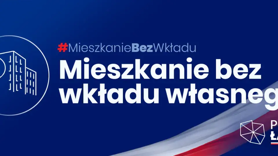Klucz i budynek symbolizują mieszkanie bez wkładu własnego. Program Polski Ład ułatwia zakup wymarzonego lokum.