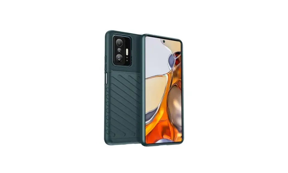 Eleganckie, ciemnozielone etui ochronne na telefon realme 7 z wyrazistą fakturą.