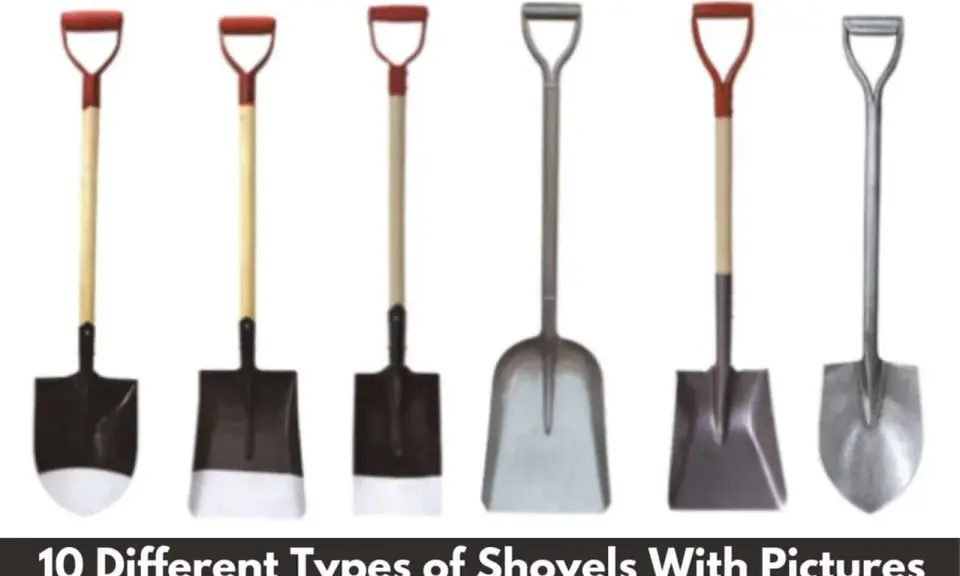 Seis tipos de palas diferentes, con mangos de madera y metal, y hojas de metal y plástico, listas para cualquier trabajo de jardinería.