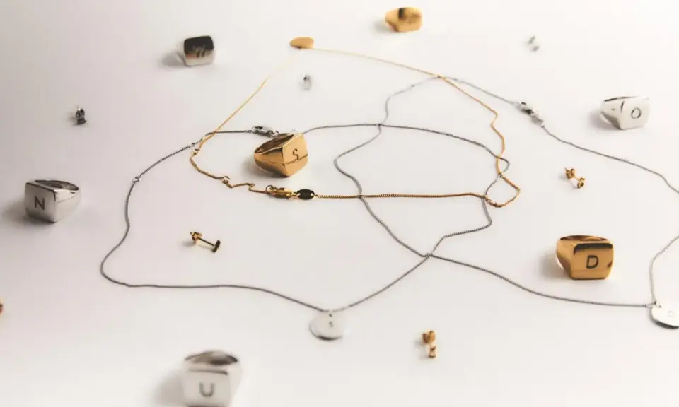Joyas con letras, como limpiar la plata para que brillen. Anillos y collares dorados y plateados con iniciales.