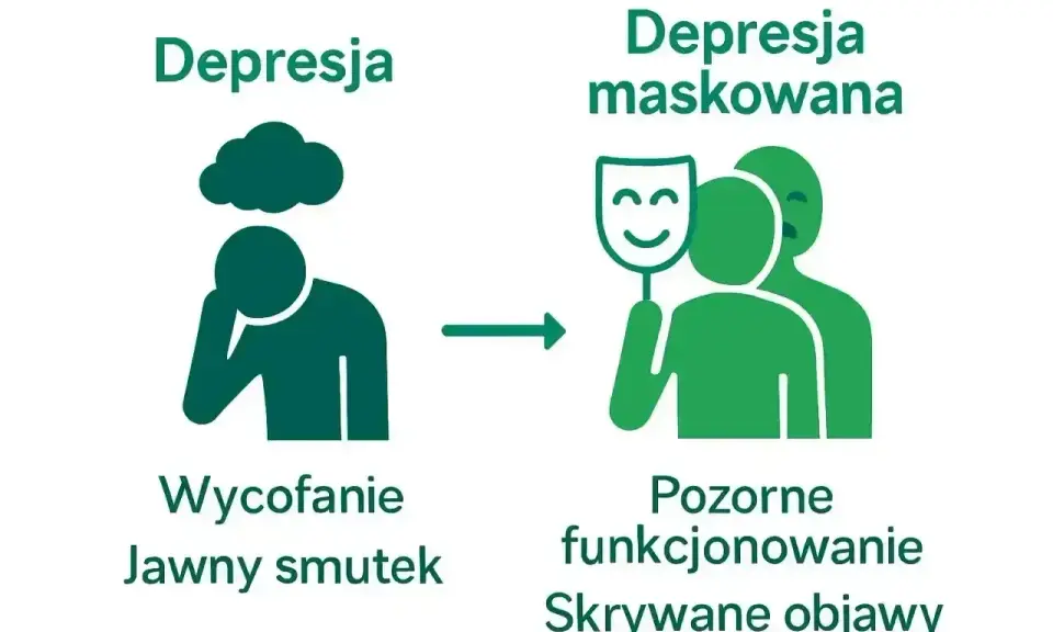 Depresja maskowana: smutek ukryty za uśmiechniętą maską, pozorne funkcjonowanie, skrywane objawy.