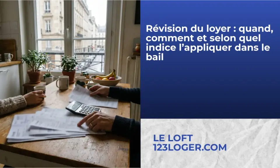 Deux personnes calculent une augmentation de loyer sur une table en bois, avec une calculatrice et des documents.