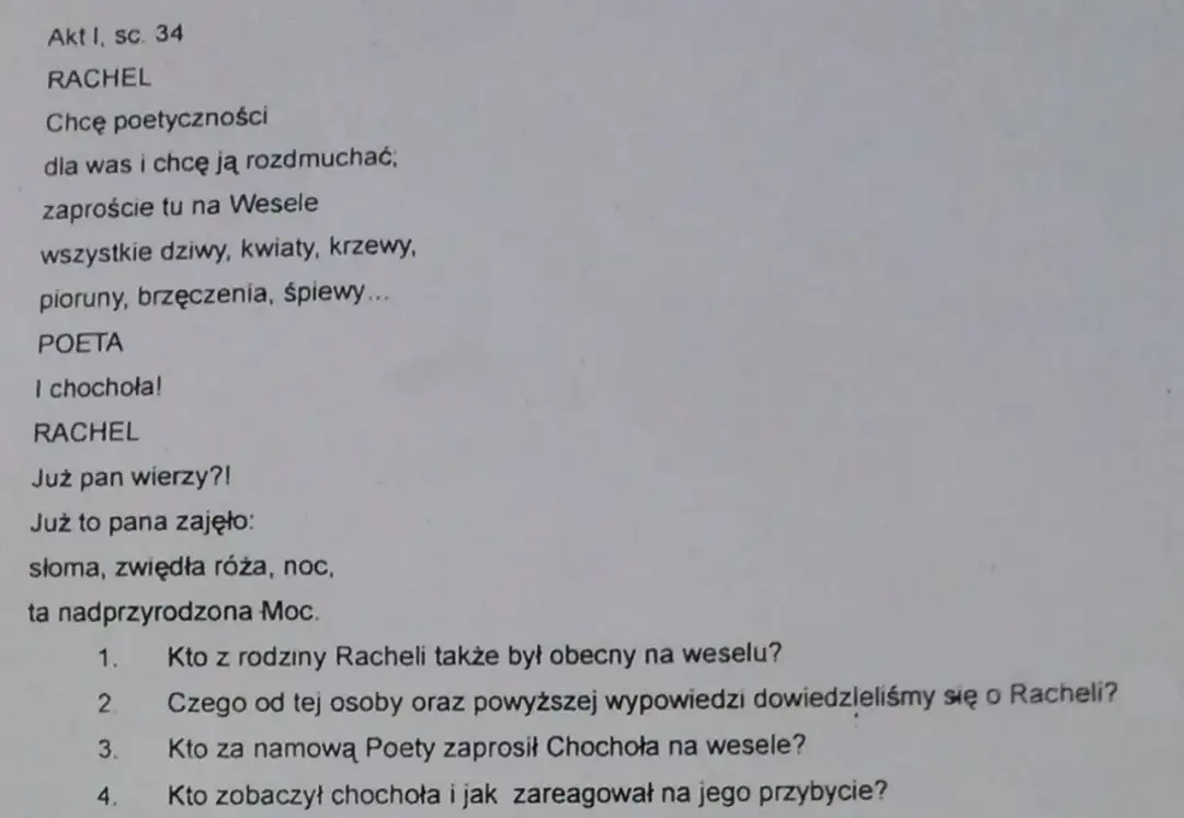 Kto zaprasza chochoła na wesele - Dlaczego to nie tylko Rachela?