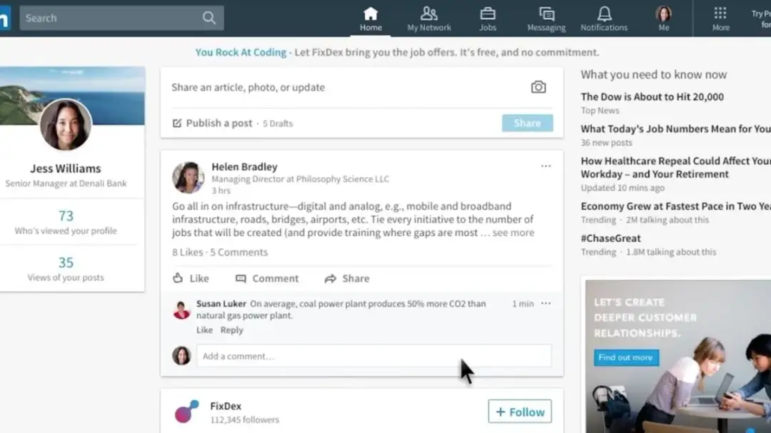 LinkedIn nowości problem Facebooku coś wyszło wrong.