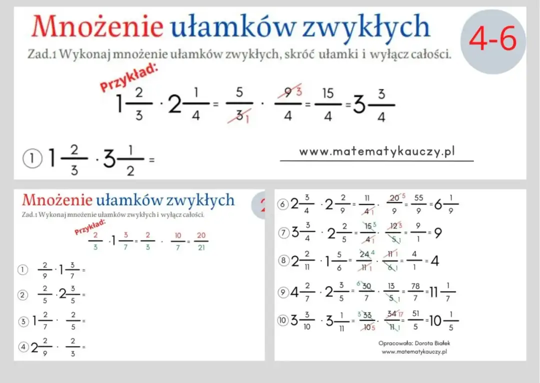 Mnożenie ułamków zwykłych - Jak liczyć bez błędów krok po kroku