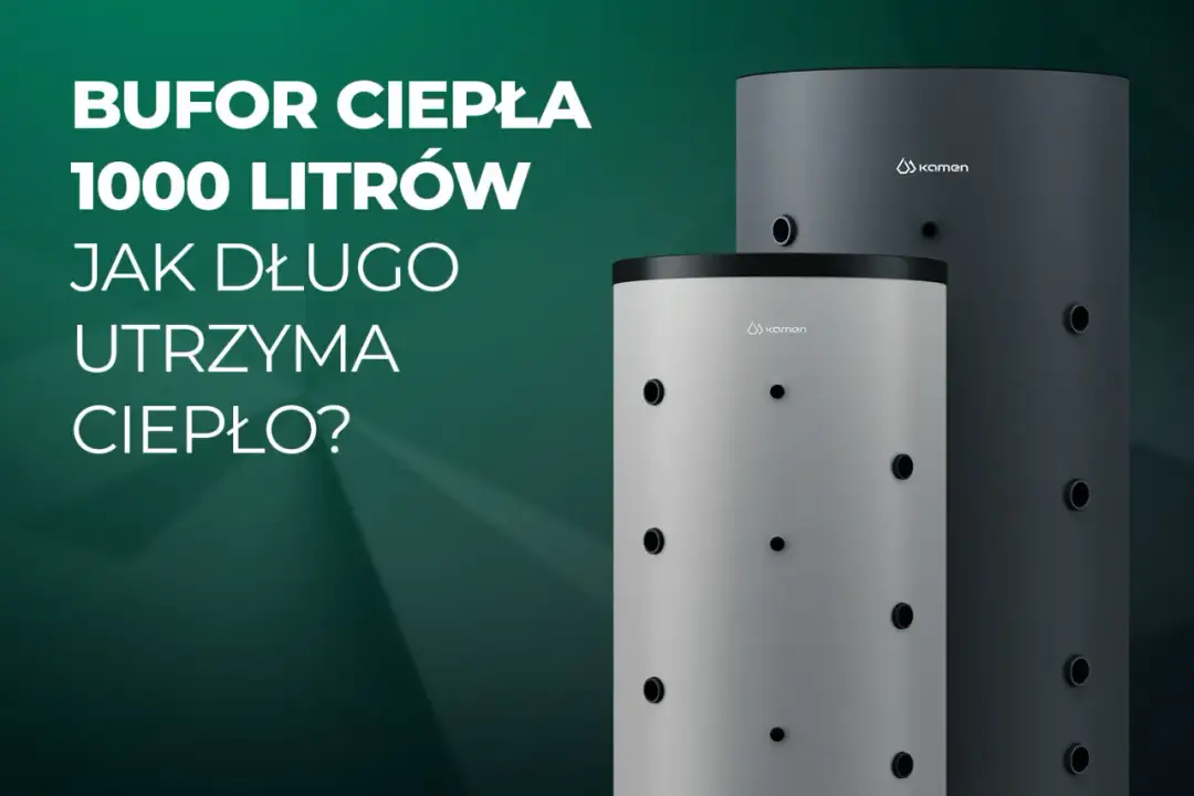 Bufor ciepła 1000l na ile wystarczy? Dwa cylindryczne zasobniki Kamen, jeden jasnoszary, drugi ciemnoszary, stoją obok siebie.
