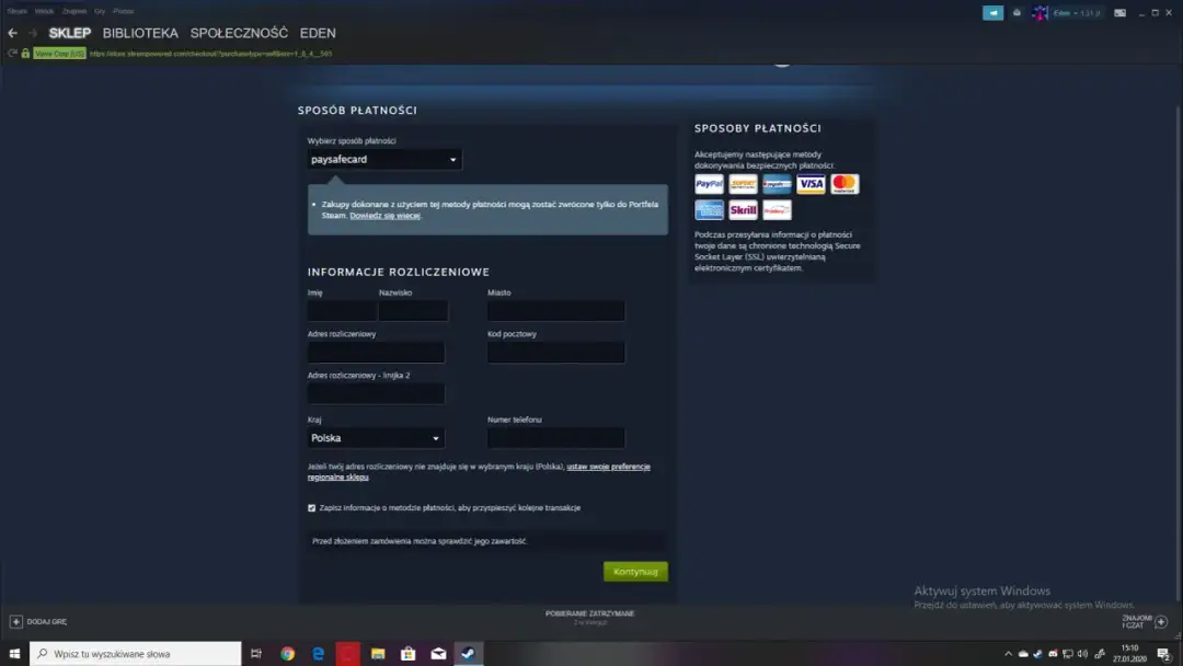 Steam: Czym jest adres rozliczeniowy i jak go poprawnie wypełnić?