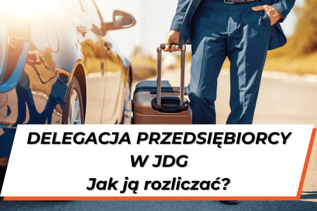 Biznesmen z walizką przy samochodzie. Jak rozliczyć delegację właściciela w jednoosobowej działalności b2b?