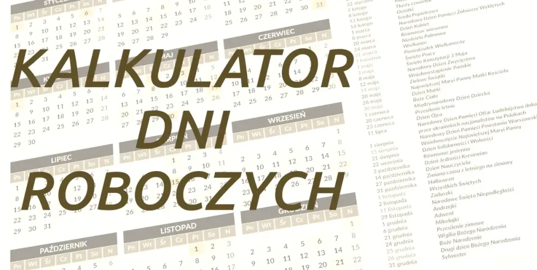 Kalkulator dni roboczych, pomocny w określeniu, ile godzin pracy w miesiącu.